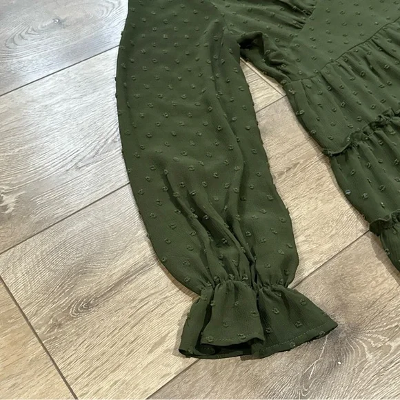 •Sold•  Altar’d State Swiss Dot Long Sleeve Tiered Mini Dress - Picture 4 of 12